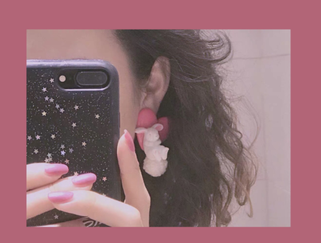 Love Rabbit Girl Heart Cute Autumn And Winter Gift Exaggerated Earrings Ear Clips