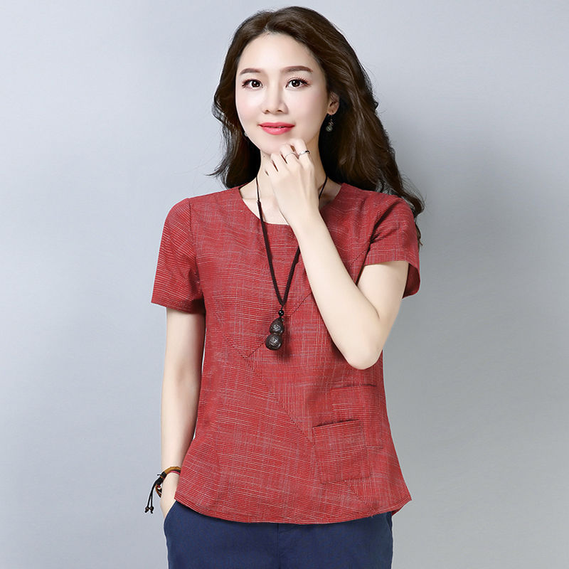 Title 2, New Linen Loose T-Shirt Women