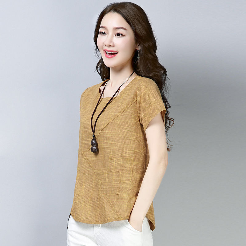 Title 8, New Linen Loose T-Shirt Women