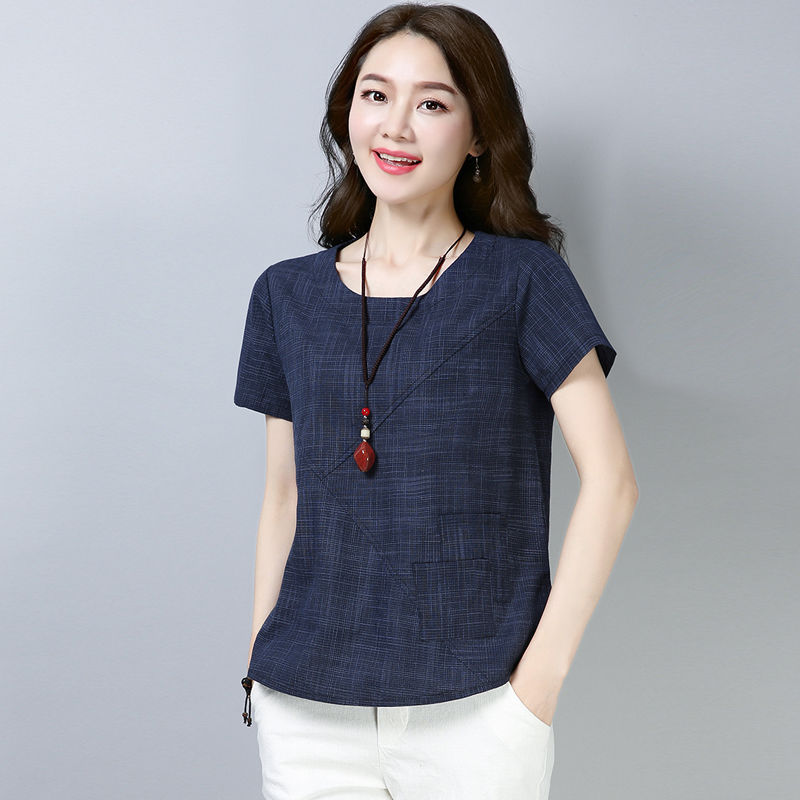 Title 5, New Linen Loose T-Shirt Women