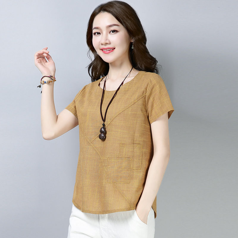 Title 4, New Linen Loose T-Shirt Women