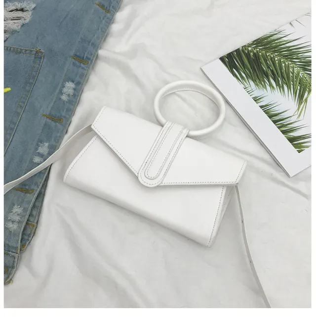 Envelope Candy Color Handheld Ring Women's Bag Shoulder Diagonal Small Waist Bag White - Shop at LoveMi