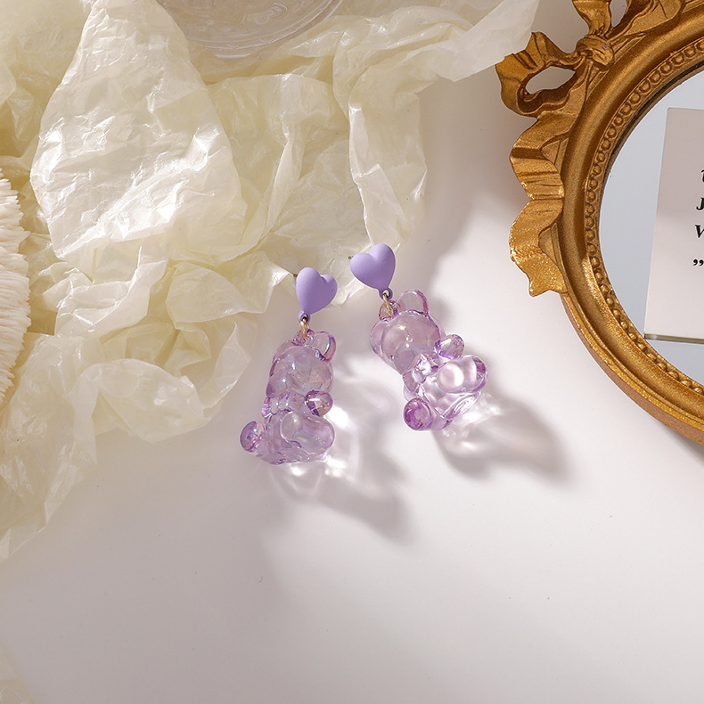 Jelly Transparent Bear Cute Earrings