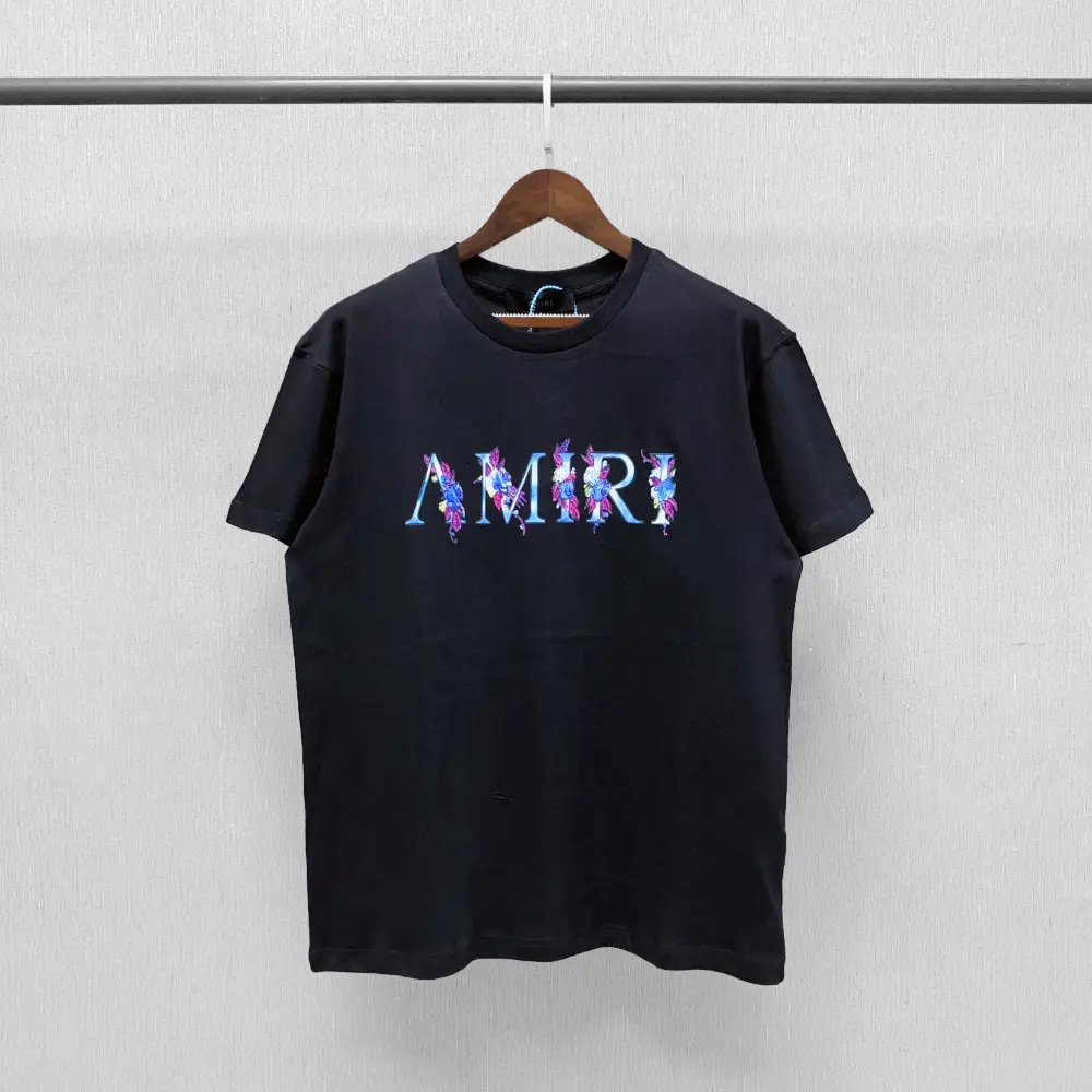 Short-sleeved Floral Letter Printing Beauty Tide High Street Style Loose Casual T-shirt