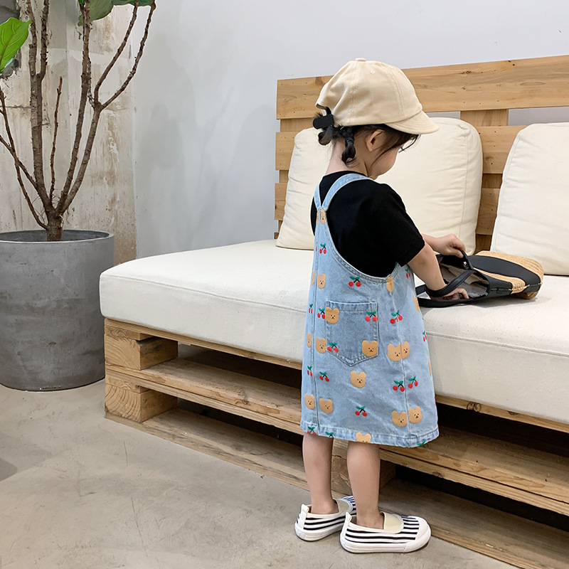 Girls Denim Suspender Skirt Cute Suspender Skirt