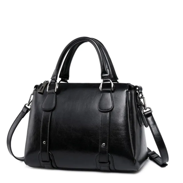 New Fashion Leather Handbags Cowhide Ladies Shoulder Handbags Black - Shop at LoveMi