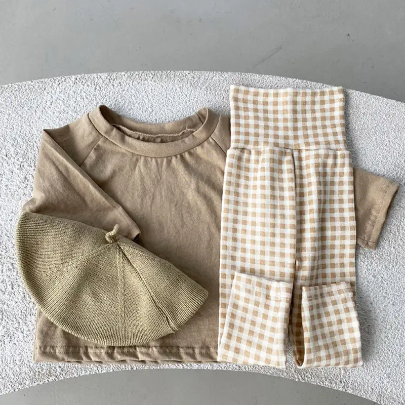 Spring And Autumn High-waisted Belly-protecting Plaid Trousers
