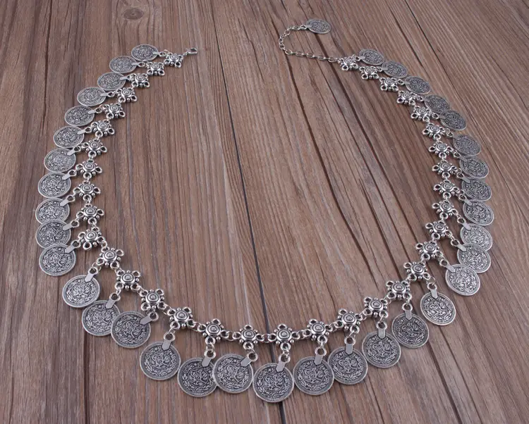Bohemian Exaggerated Punk Coin Retro Tassel Multilayer Necklace