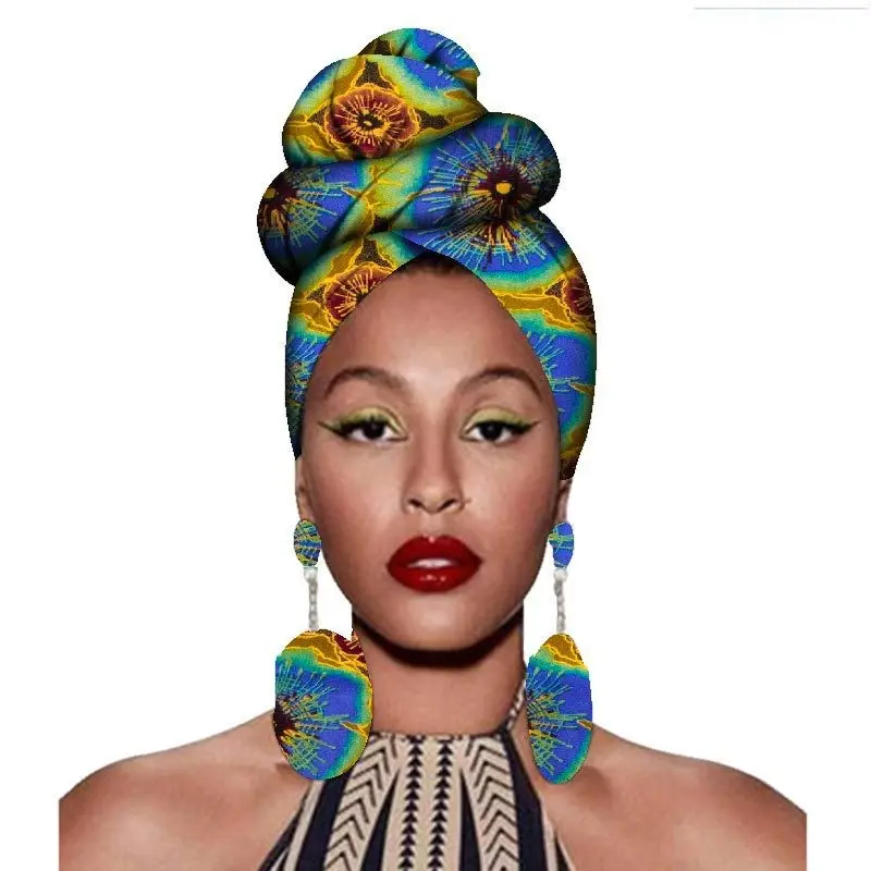 Fashion African Headscarves And Earrings Of Women's