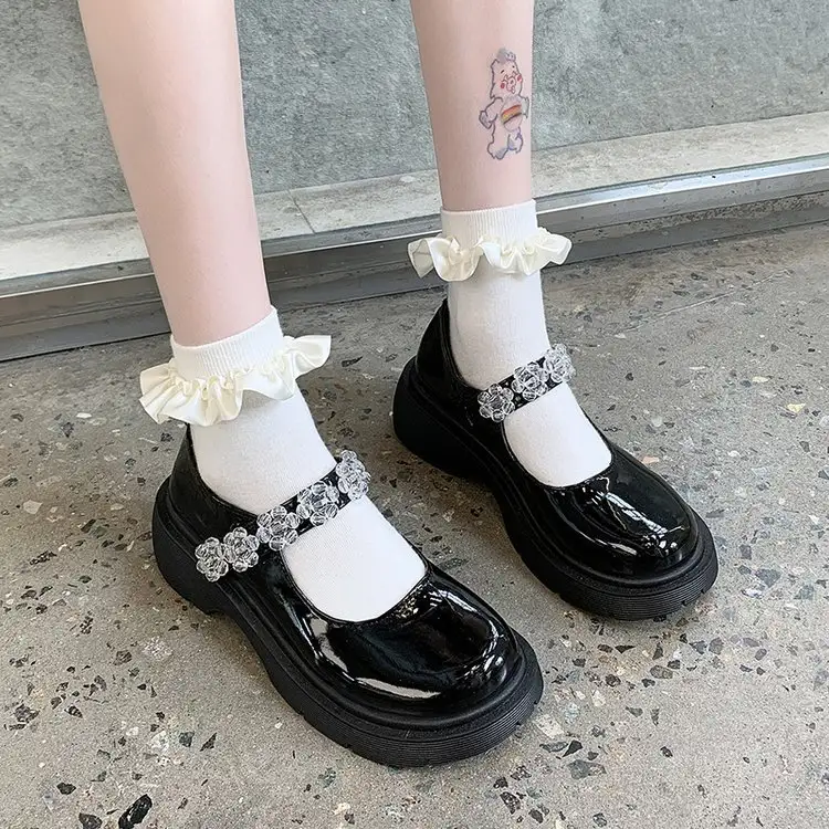 High Heels Thick Heel JK Uniform Big Toe Shoes Platform Small Leather Shoes Women