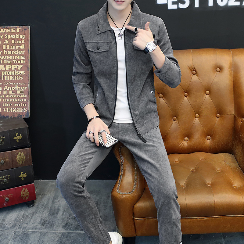 Men'S Suit Two-Piece Set Autumn And Winter New Fashion