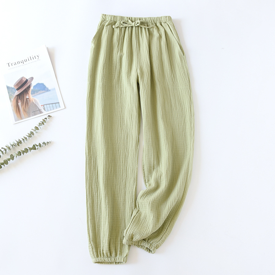 Title 2, Summer Cotton Loose Home Trousers Crepe Pajama ...