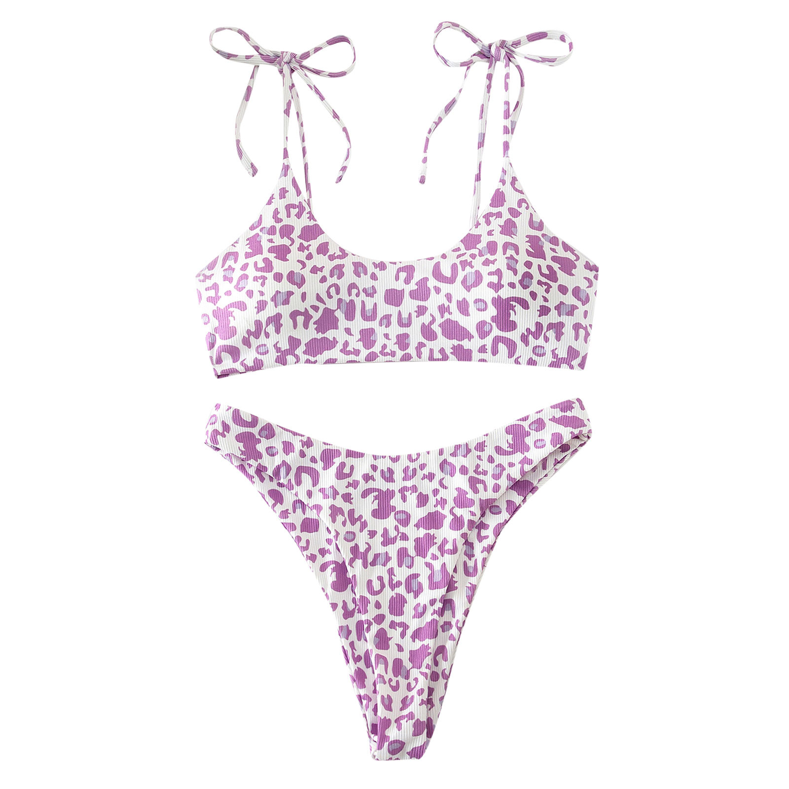 Title 3, Leopard Print Split Swimsuit Pit Striped Multic...