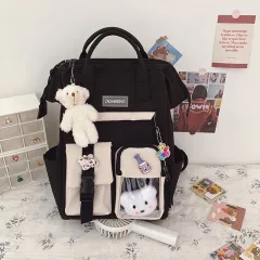 Girls Heart Junior High School Students Large Capacity Backpack Girls - Black - View 1