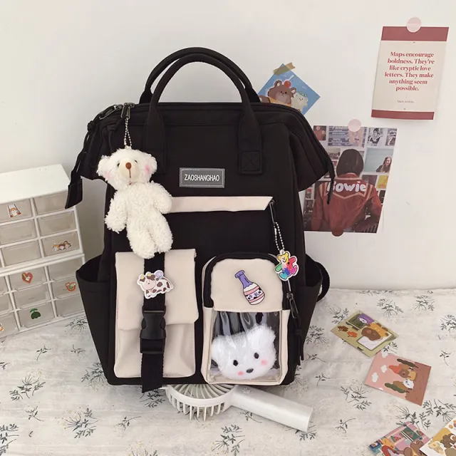 Girls Heart Junior High School Students Large Capacity Backpack Girls Black - Shop at LoveMi