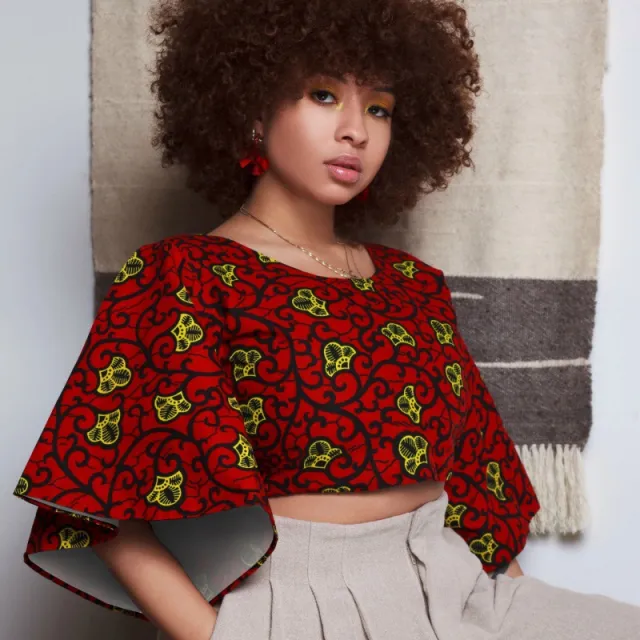 Summer African Wind With Lobed Sleeves Loomed Lady Jacket C M - Shop at LoveMi
