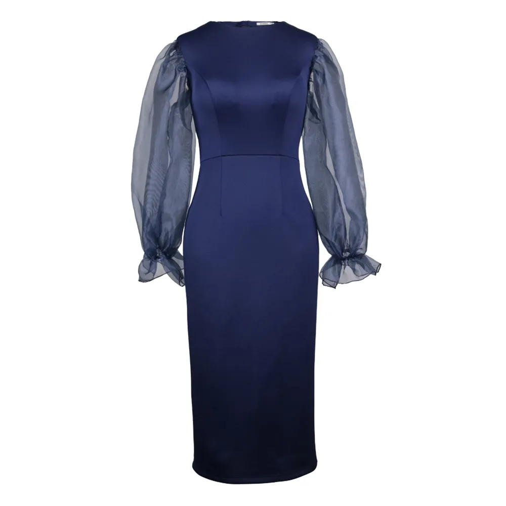 Sexy Perspective Of Organza Long Sleeve High Waist Large Slim Evening Dress Dress Direct Sale By Female Dress Manufacturer - Purple