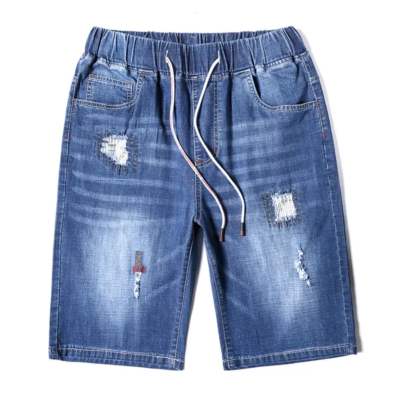 Extra-large Fat Jeans Short Men's Trousers Five-point Pants Loose Straight-leg Holes Japanese Fat Plus Fat Trousers
