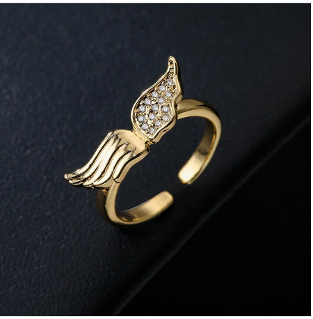 Angel Wing Ring With Real Gold Plated Ring Sweet Tail Ring