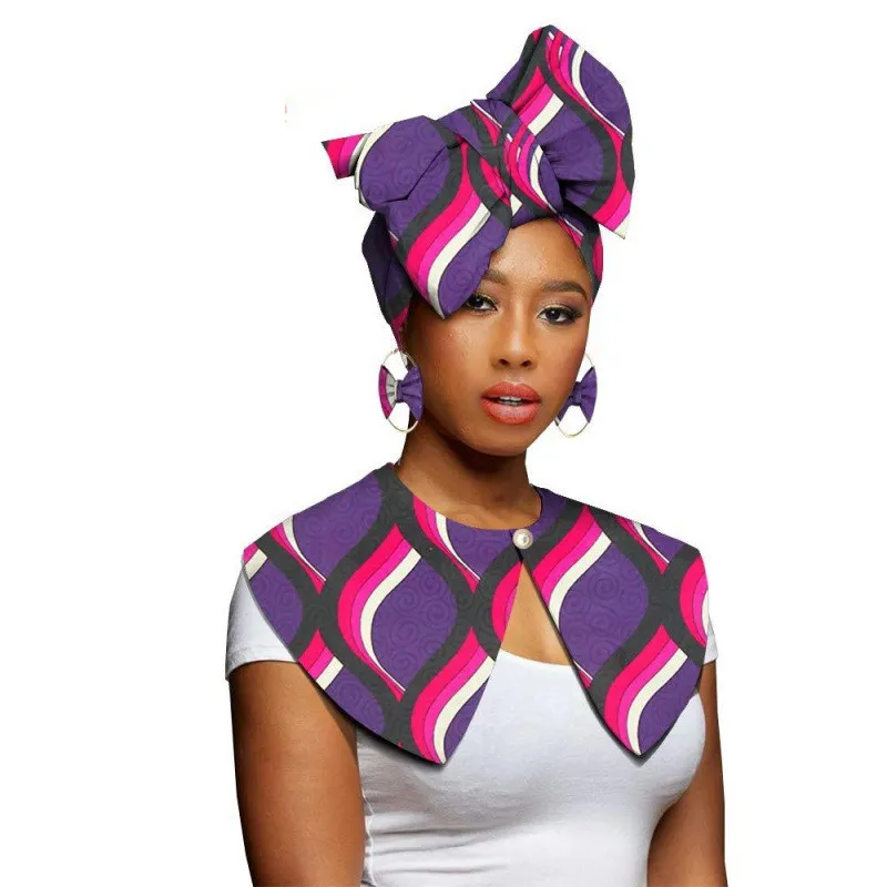 African Printing Batik Cotton Scarf Exaggerated Earrings Shawl African Earrings - Set15-180Cm