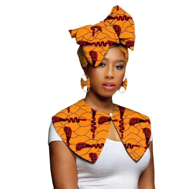 African Printing Batik Cotton Scarf Exaggerated Earrings Shawl African Earrings Set21 - Shop at LoveMi