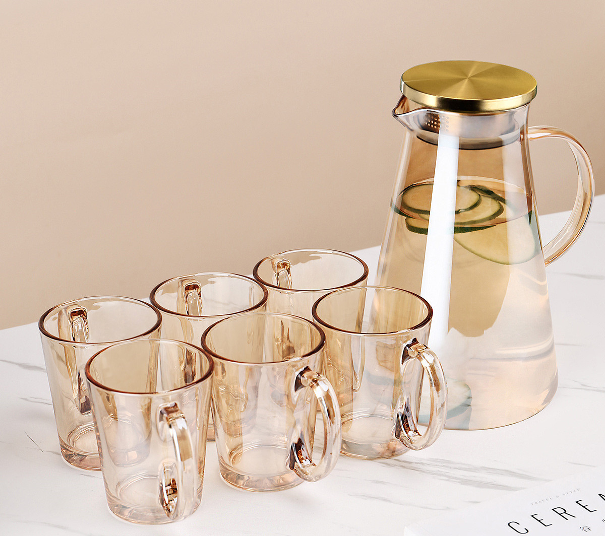 Title 7, Brown Glass With Light Luxury Color Drinking Cu...