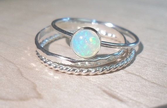 Fashion Simple Gemstone Three-Piece Ring