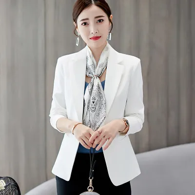 Spring New Korean Version Of Thin Business Jacket Suits Casual Ladies All match Slim Suits White - Shop at LoveMi