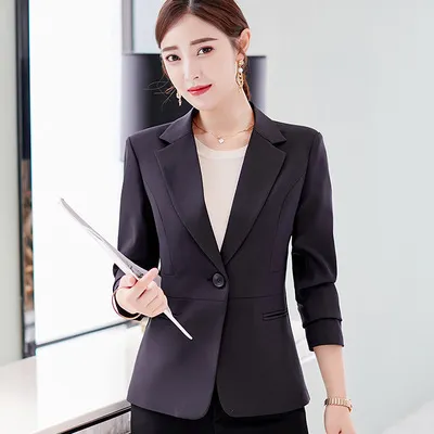 Spring New Korean Version Of Thin Business Jacket Suits Casual Ladies All match Slim Suits Black - Shop at LoveMi