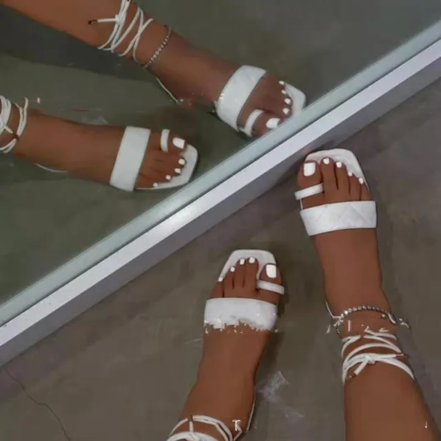 Beach Flat toe Strappy Sandals White - Shop at LoveMi