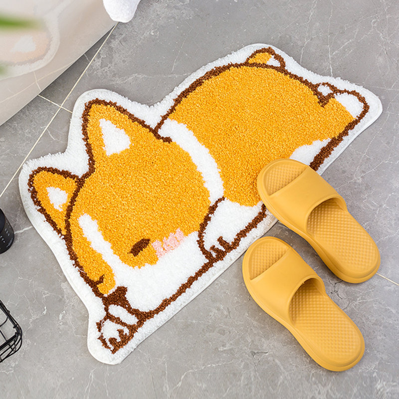 Cute Shiba Inu Mat And Floor Mat Into The Bathroom Door Absorbent Floor Mat