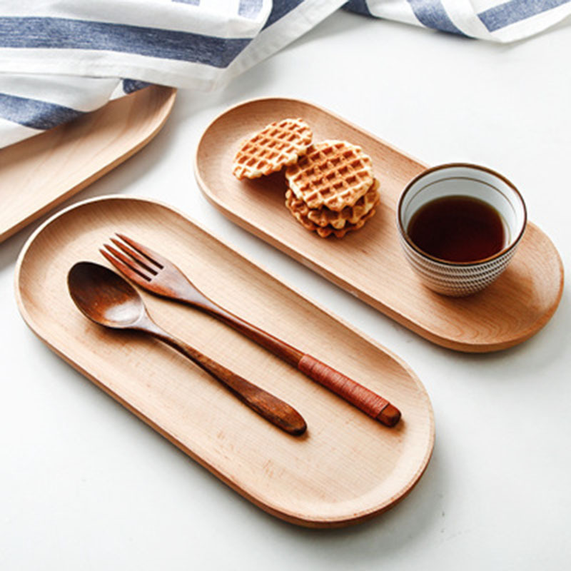 Title 3, Wooden Fruit Plate Bread Plate Oval Beech Plate