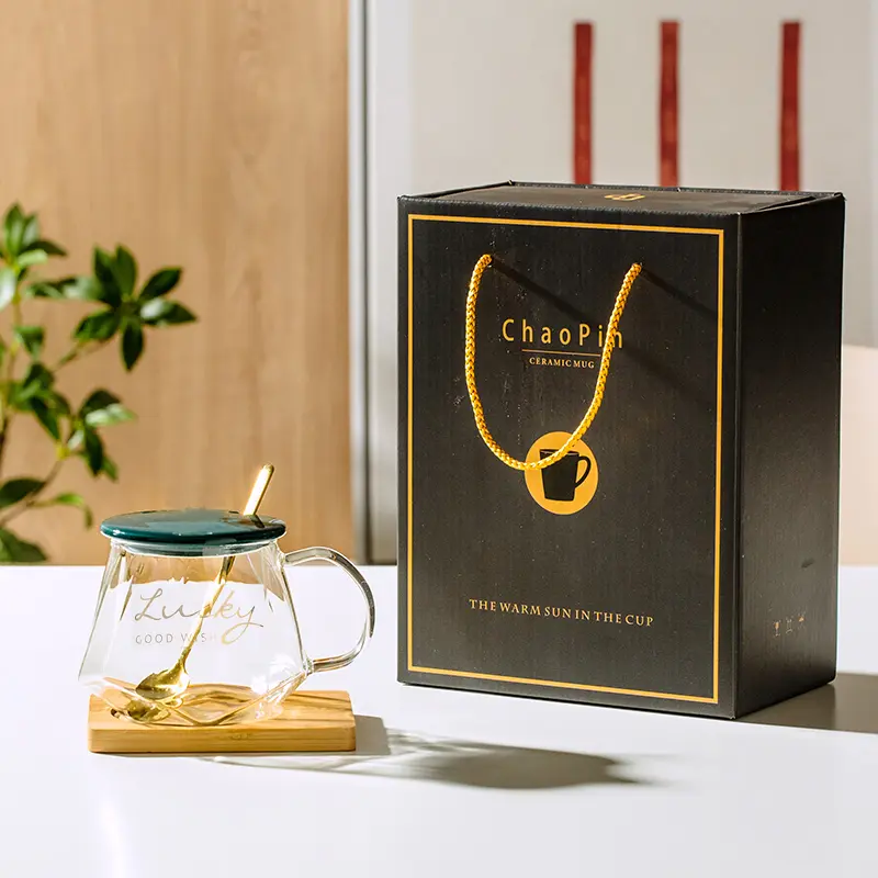 High-value Water Cup Female Cute Heat-resistant Glass Flower Tea Cup Home Ins Style Office Drinking Cup With Lid Spoon