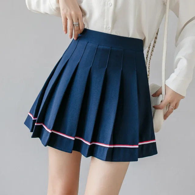 High waist Autumn And Winter A line Skirt Student School Wind proof Short Culottes Skirt Blue - Shop at LoveMi