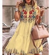 Summer Ladies Four Sided Stretch Print Cake Dress