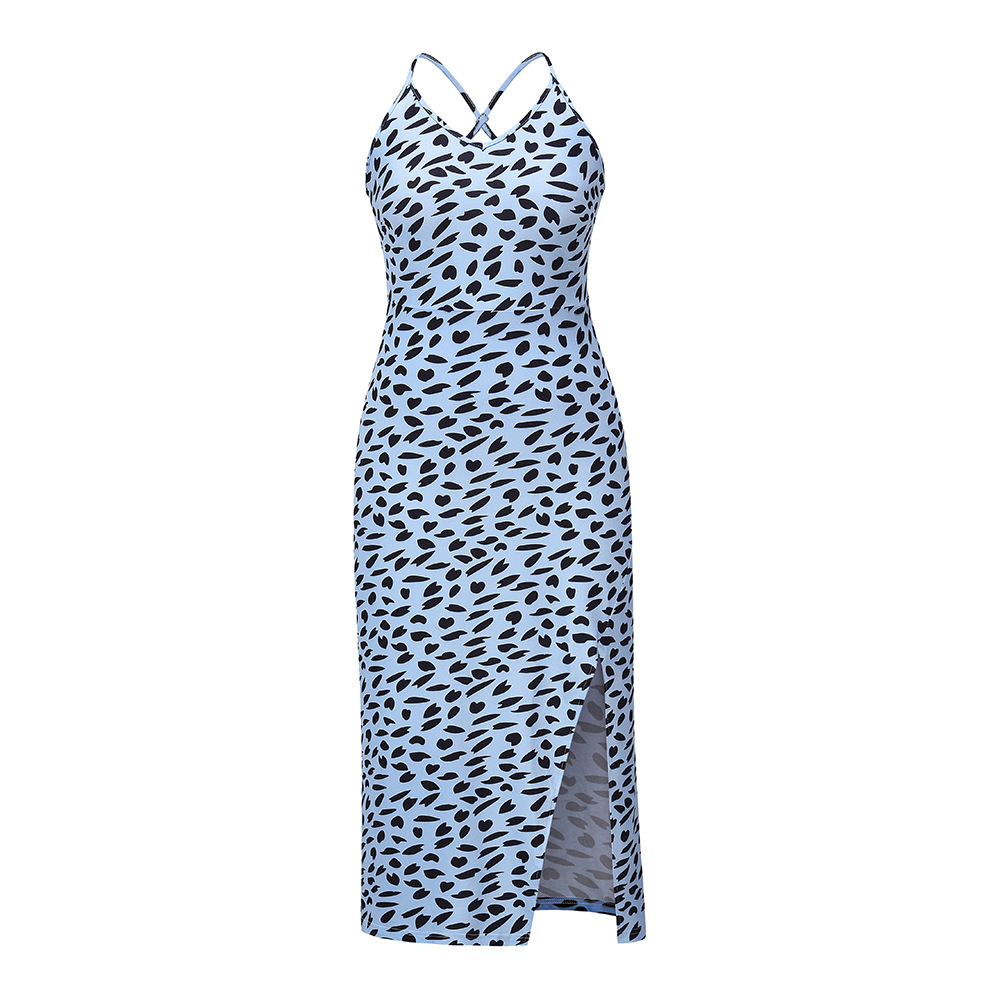 Retro Slim Suspender Skirt Plus Size Women's Beach Print Long Skirt