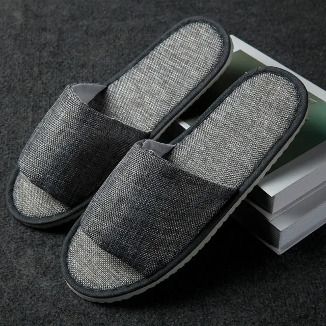 Hemp Simple Slippers Men Women Hotel Travel Spa Portable Folding House Disposable Home Guest Indoor Slippers Big Size Black - Shop at LoveMi