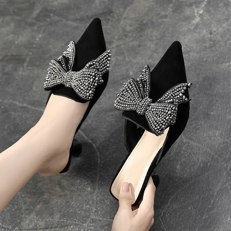 Summer New Pointed Scalp All-Match High Heels - Black