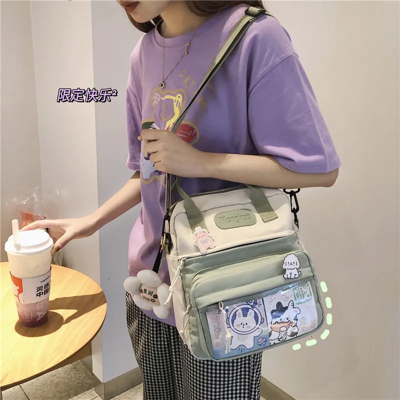 Female Soft Girl Japanese Dual-use Student Backpack Diagonal Bag Tide - Green