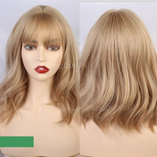 New Natural Wave Wig, Short Curly Hair, Purple Wig Set, Curly Hair With Bangs Gold - Shop at LoveMi