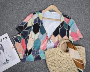 European And American Pullover Zipper V-neck Women's T-shirt