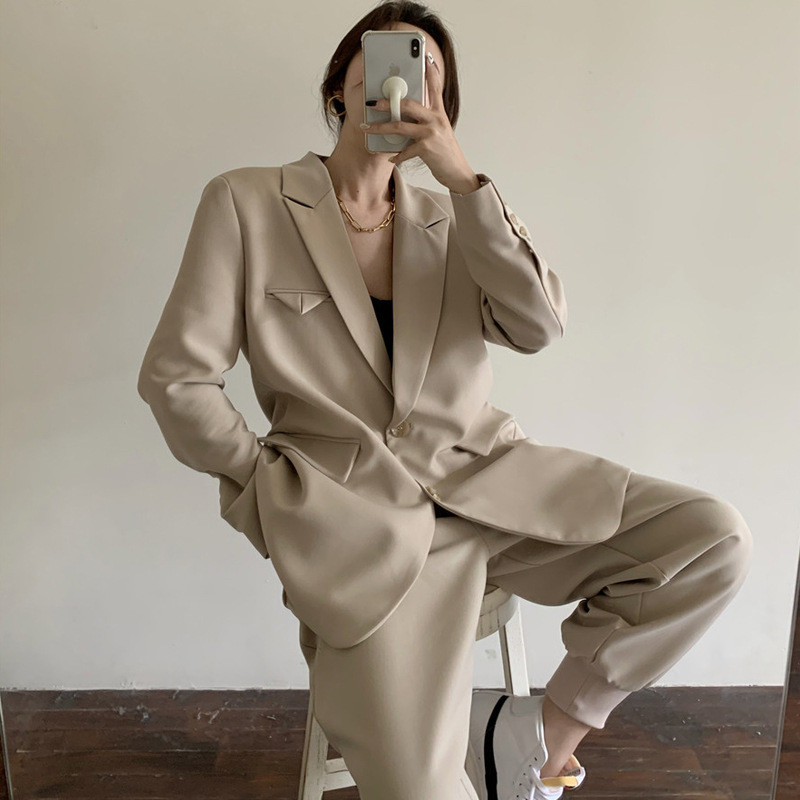 Light Mature Style Retro Khaki Small Suit Spring Thin Loose Casual