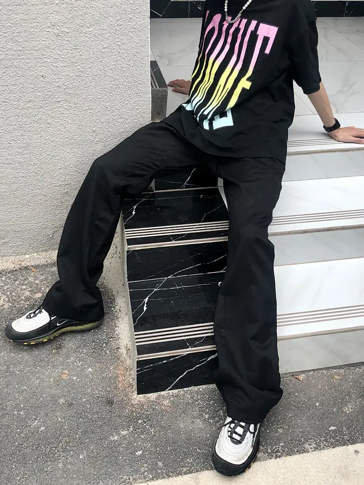 Summer American Retro Casual Trousers Flared Overalls