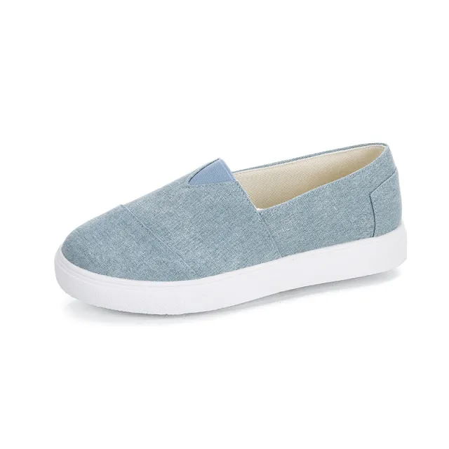 New Large Size Sneakers Flat Low Heel Canvas Shoes Blue - Shop at LoveMi