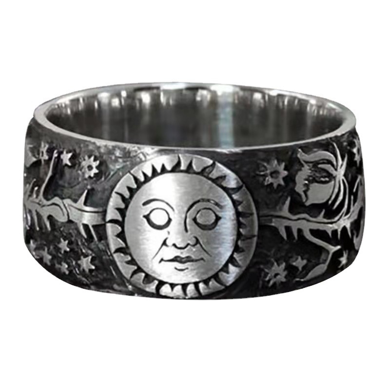 Hot Sale Retro Smiley Flower Fashion Ring European And American Fashion Jewelry Unisex Ring