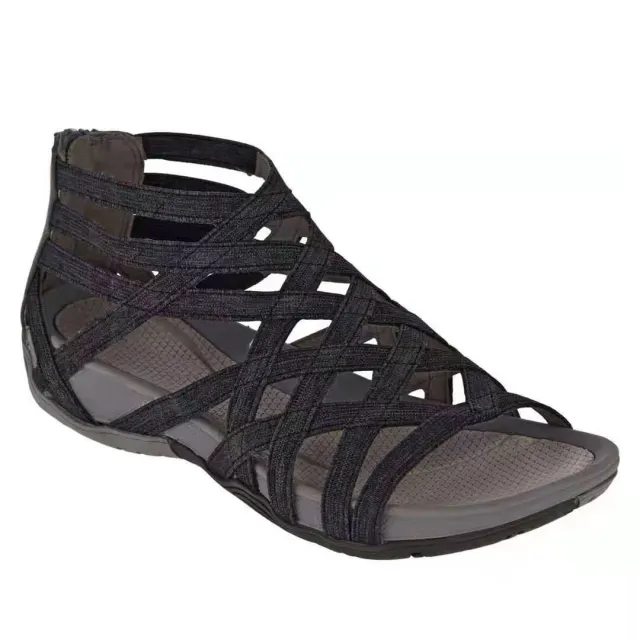 Thin Strap Cross Low Wedge Heel Cutout Fish Mouth Back Zipper Sandals Black - Shop at LoveMi