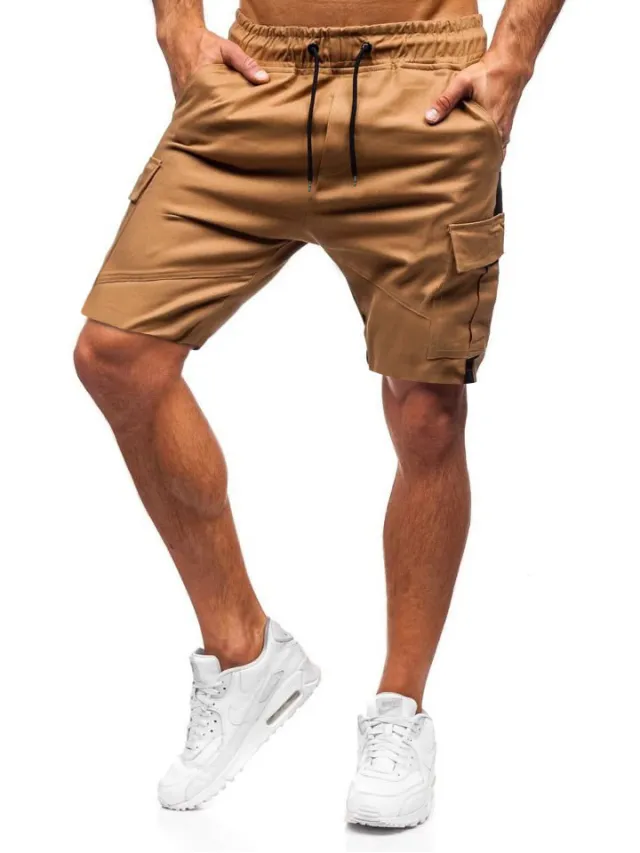 Men's Tethered Pants Workwear Casual Pants Leather Binding Feet Casual Shorts Red - Shop at LoveMi