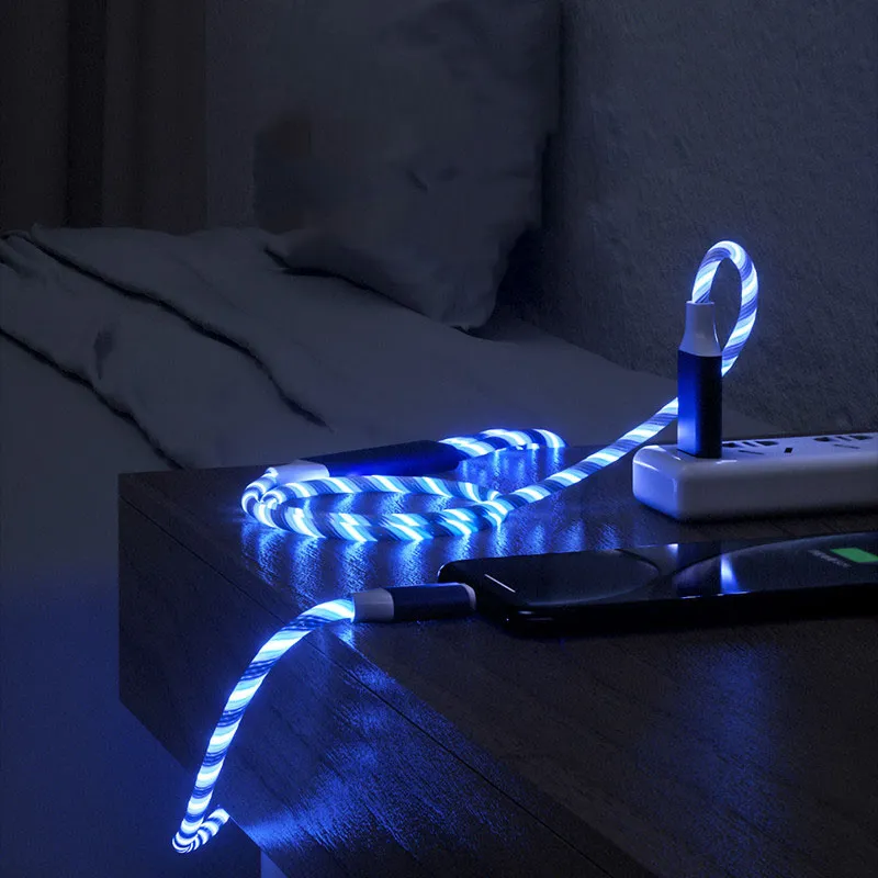 3 In 1 Micro USB Type C Cable LED Flowing Light Type C Chager Cable Mobile Phone Charging Wire – image 6