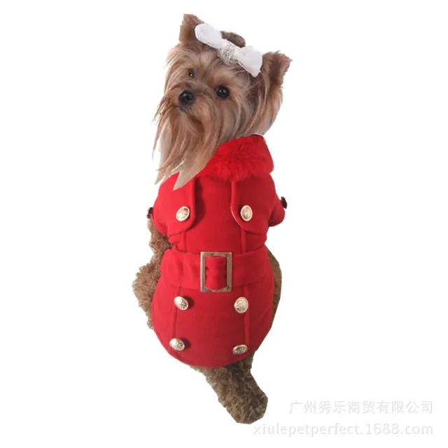 Pet Woolen Coat, Warm Dog Clothes For Autumn And Winter Red - Shop at LoveMi