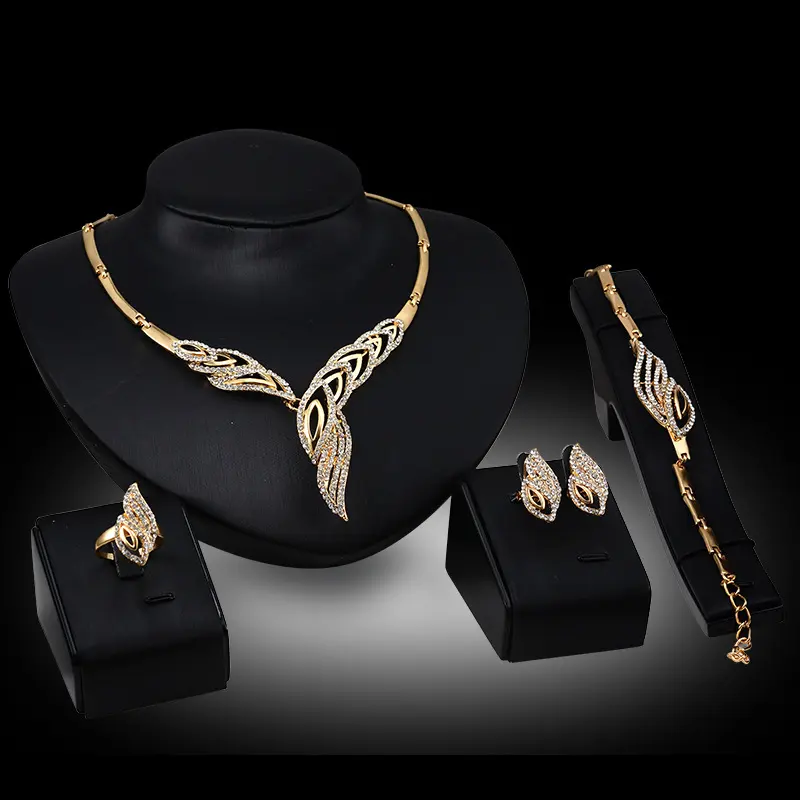Exaggerated Bridal Gift Female Fashion Jewelry Set Necklace Earrings
